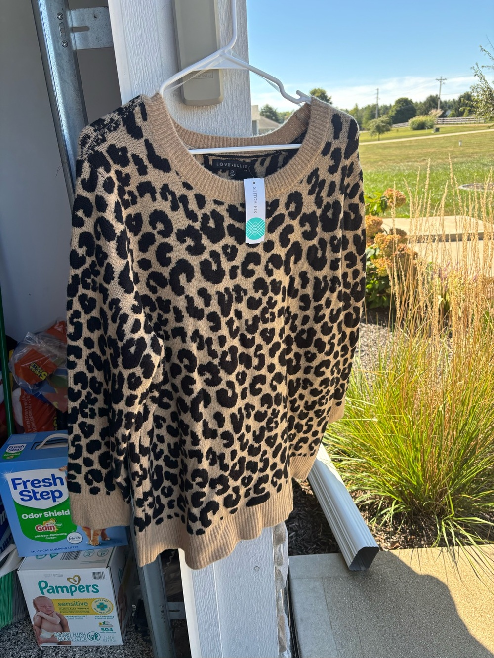 Love Ellie Beige & Black Leopard Crewneck Sweater